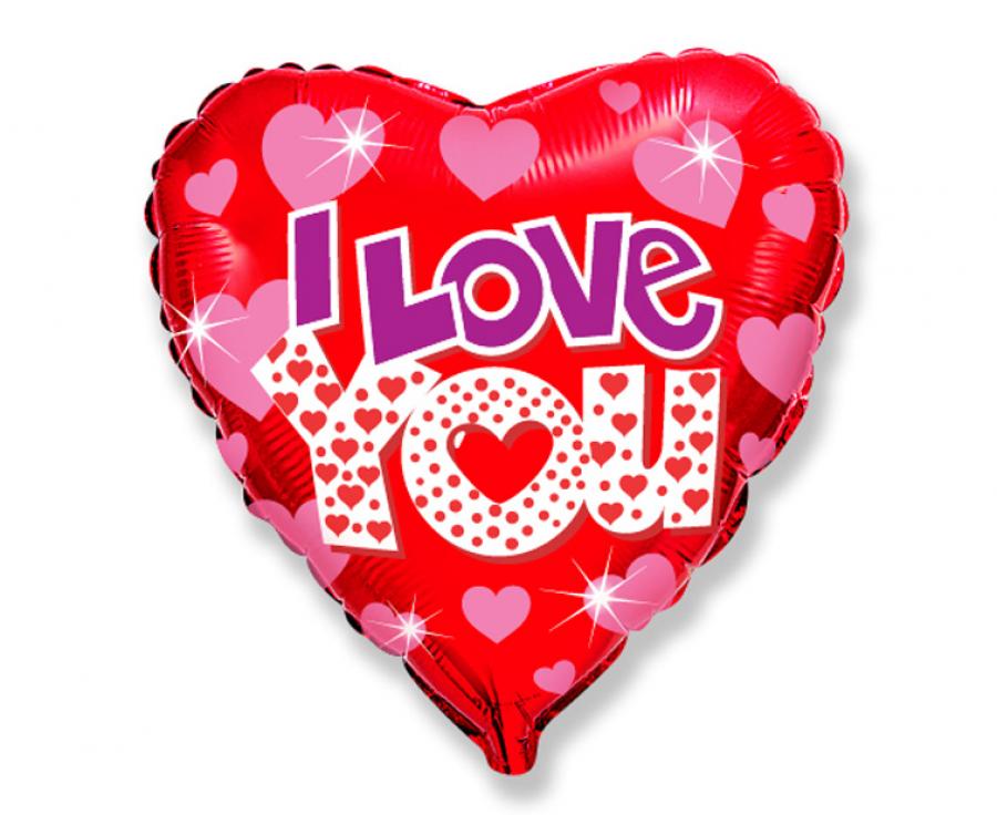 Foil Balloon 18″ FX – “I love You + hearts” 45sm